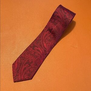 Saks Fifth Avenue Burgundy Paisley Tie